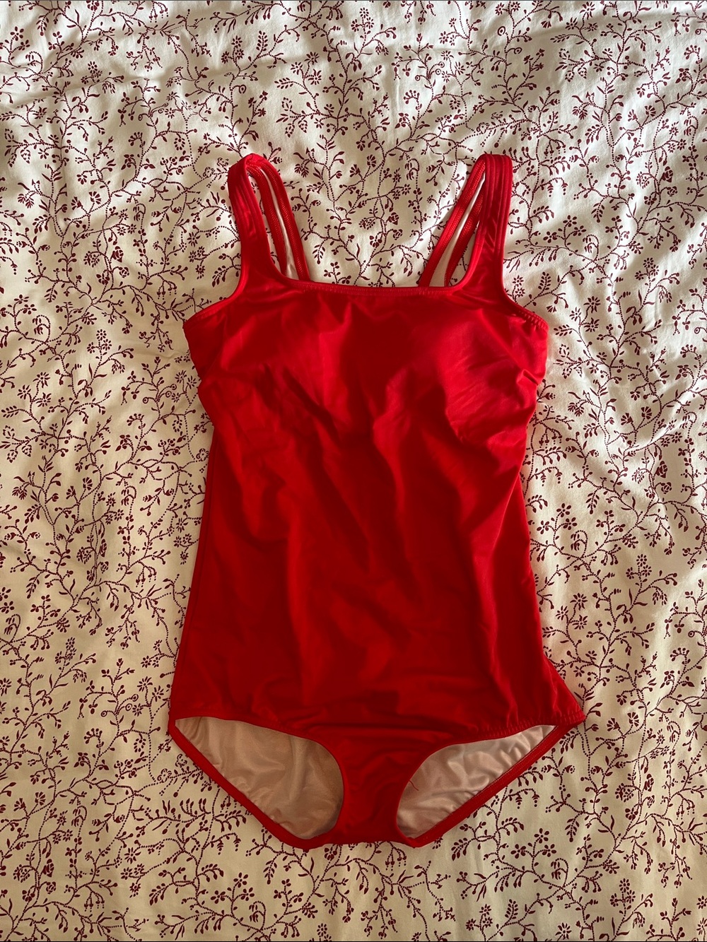 Vibrant Red One-Piece Swimsuit with Built-In Bust Support